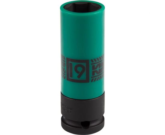 Головка торцевая ударная глубокая 19 мм, 1/2""DR, тонкостенная, пластиковая защита KING TONY 494519M 