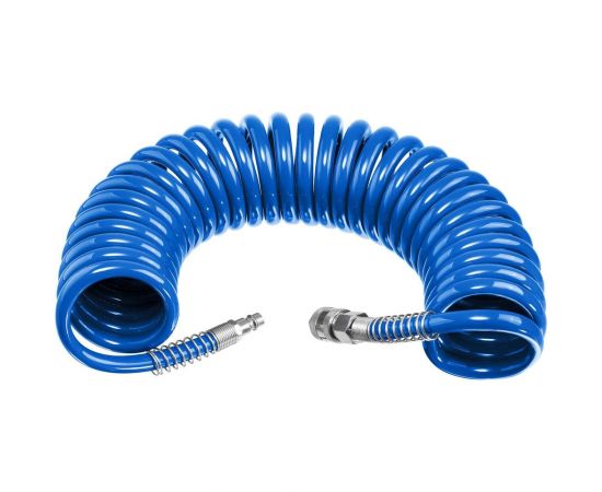 Воздушный спиральный шланг ЗУБР с фитингами рапид, 10 м, 6x8 мм, 15 бар 6473-10 
