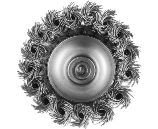 Щетка чашка металлическая со шпилькой (65 мм; крученая проволока) для дрели ТУНДРА 1032354 – изображение 4