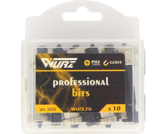 Бита с ограничителем для гипсокартона (10 шт; PH2; 50 мм) WURZ 3400 – изображение 2
