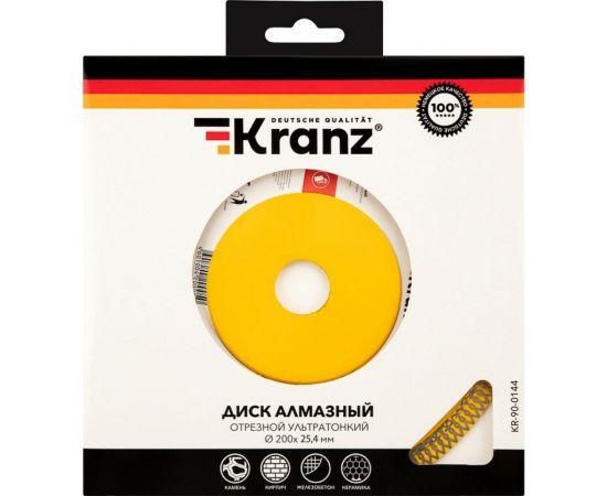 Диск алмазный отрезной ультратонкий (200x25.4/22.2x1.8x10 мм) KRANZ KR-90-0144 – изображение 3