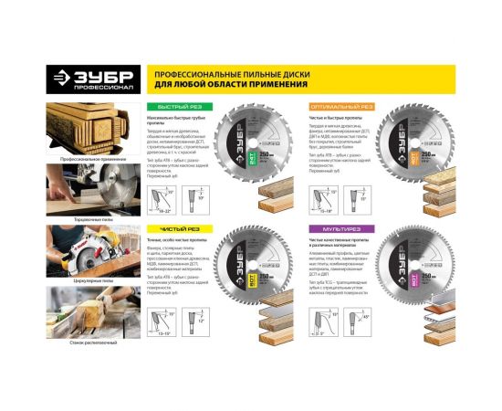 Пильный диск по дереву ЗУБР Быстрый рез 165x20/16 мм, 24Т 36910-165-20-24_z01 – изображение 2