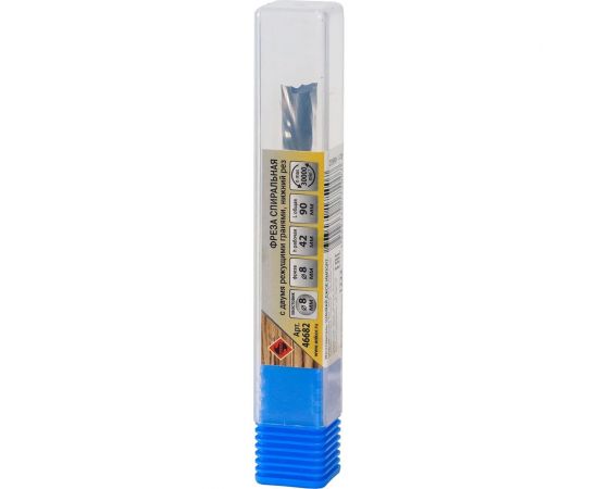 Фреза спиральная твердосплавная Z2, нижний рез, 8x42 мм, хв-к 8 мм Энкор 46682 – изображение 2