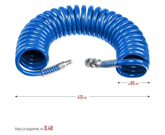 Воздушный спиральный шланг ЗУБР с фитингами рапид, 10 м, 6x8 мм, 15 бар 6473-10 – изображение 5