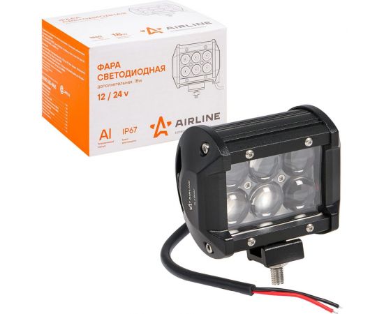 Светодиодная фара (балка) двухрядная Airline 6 LED 4D линза, 18W, 98x78x65, 12/24V ALED042 