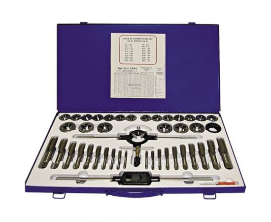 Набор для нарезания резьбы БМ 45 предметов, металлический футляр 650145 