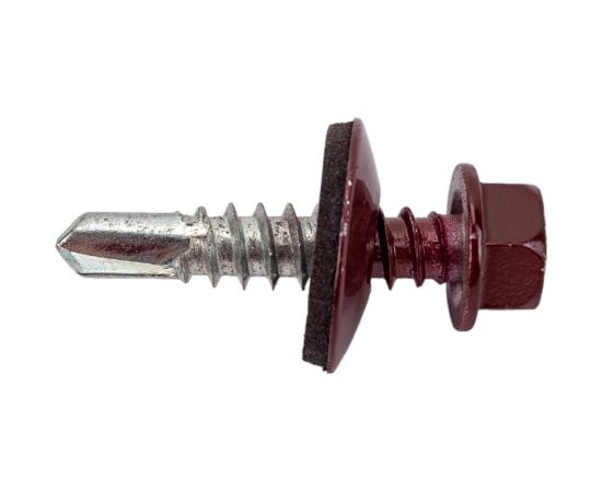 Кровельный саморез Качественный КРЕПЕЖ красное вино RAL 3005, 5.5х25 мм, 70 шт 0300137 КЧ 
