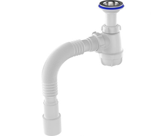 Сифон для умывальника 1 1/4"х40 с удлинённой горловиной с мет.реш. с г.т. 40x40/50 Aquant S2015-35-MR 
