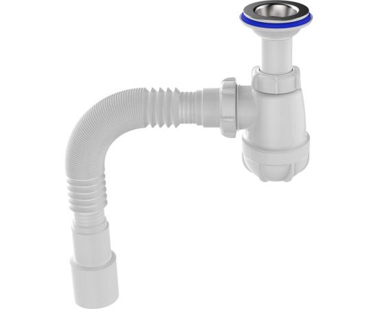 Сифон для умывальника 1 1/4"х40 с удлинённой горловиной с мет.реш. с г.т. 40x40/50 Aquant S2015-35-MR – изображение 8
