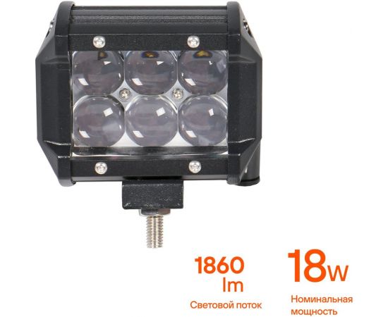 Светодиодная фара (балка) двухрядная Airline 6 LED 4D линза, 18W, 98x78x65, 12/24V ALED042 – изображение 4