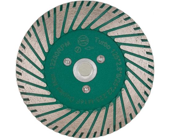 Диск алмазный отрезной турбо duplex с фланцем 125x1.8/2.8x8/25хМ14/22.23 мм Strong СТД-17000125 – изображение 2