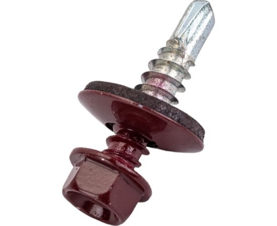 Кровельный саморез Качественный КРЕПЕЖ красное вино RAL 3005, 5.5х25 мм, 70 шт 0300137 КЧ – изображение 3