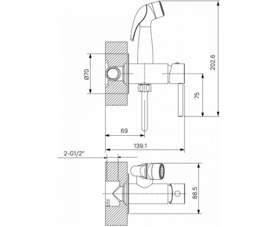 Встраиваемый смеситель с гигиеническим душем Milardo Tidy белый матовый 001WTR0M08 – изображение 2