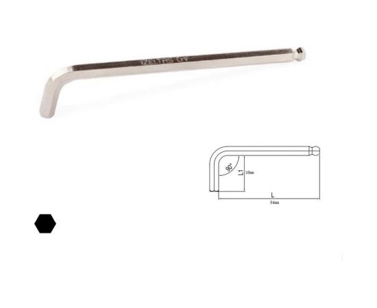 Г-образный удлиненный 6-гранный ключ с шаром 2мм IZELTAS 4906220020 – изображение 3