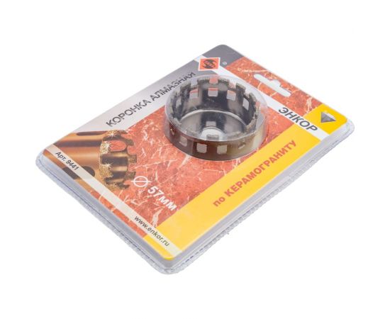 Коронка алмазная по керамограниту (57 мм) Энкор 9441 – изображение 3