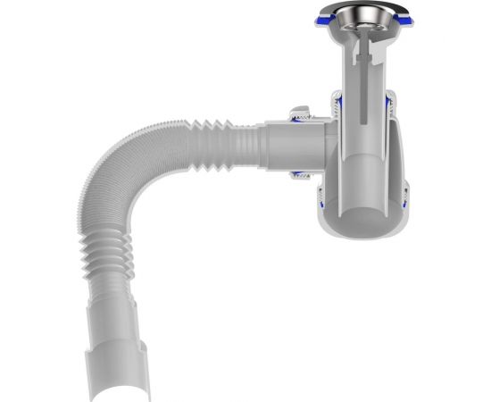 Сифон для умывальника 1 1/4"х40 с удлинённой горловиной с мет.реш. с г.т. 40x40/50 Aquant S2015-35-MR – изображение 6