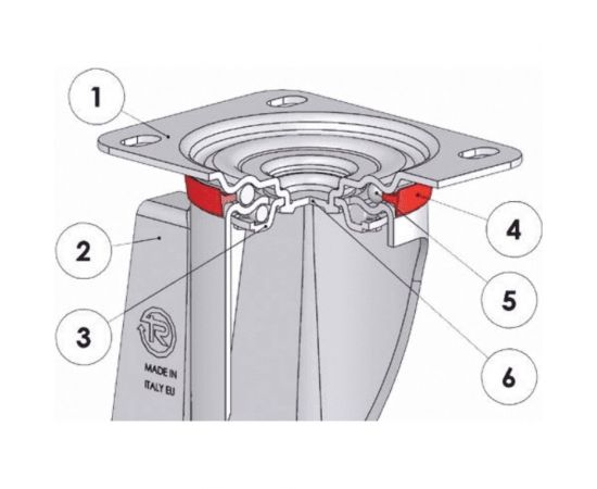 Колесо поворотное с кронштейном из нержавеющей стали (150 мм; 300 кг; термопластичный полиуретан/полиамид) Tellure rota 604411 – изображение 2
