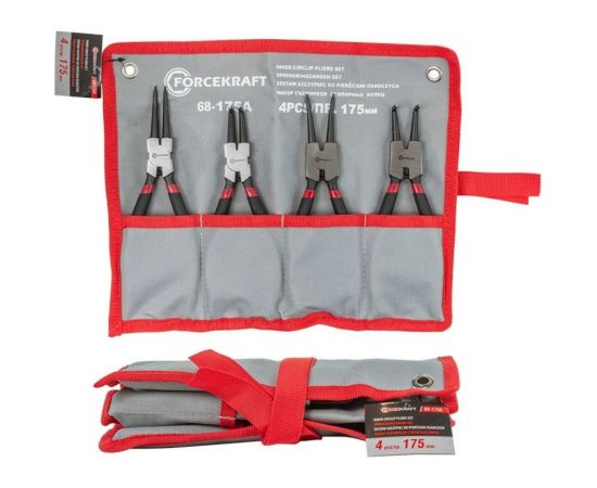 Набор съемников стопорных колец Forcekraft 4пр. (175мм) на полотне fk-68-175a 52468 