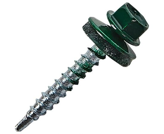 Кровельный саморез STARFIX 4,8x19 мм, цинк, шайба с прокладкой, PT3, RAL 6005, 250 шт. SMC2-24051-250 