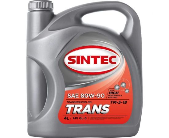 Минеральное трансмиссионное масло Sintec TRANS ТМ5-18 SAE 80W-90 API GL-5 4 л 900275 