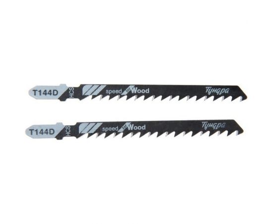 Пилки для лобзиков по дереву, прямой грубый рез, HCS, 75/100x4 мм, 2 шт ТУНДРА 7347465 