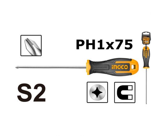 Крестовая отвертка INGCO PH1x75 HHAS15450 HS68PH1075 – изображение 2