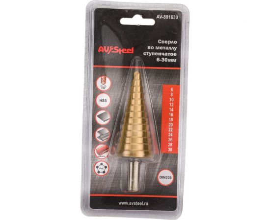 Сверло по металлу ступенчатое 6-30 мм AV Steel AV-801630 – изображение 3