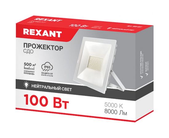 Светодиодный прожектор REXANT LED 100 Вт 8000 Лм 5000 K белый корпус 605-027 – изображение 2