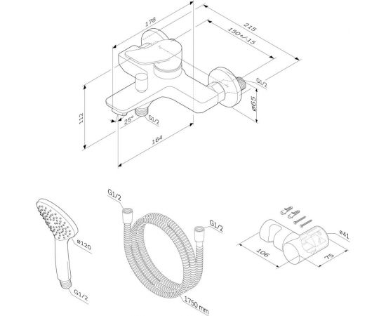 Смеситель для ванны и душа AM.PM X-Joy душевой набор, хром F85A15000 – изображение 2