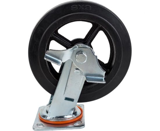 Колесо б/г обрезиненное поворотное с тормозом SCDB80 200 мм MFK-TORG 1084200 