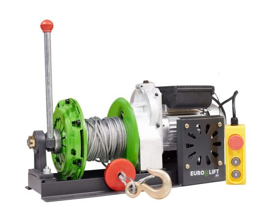 Лебедка EURO-LIFT KCD-M 500кг, 30м, U=220 В электрическая монтажная с рычагом 00-00003035 