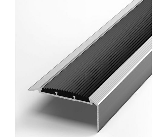 Порог угловой алюминиевый (57.7х27 мм; 0.9 м; без покрытия; черная резинка) Лука УТ000023759 