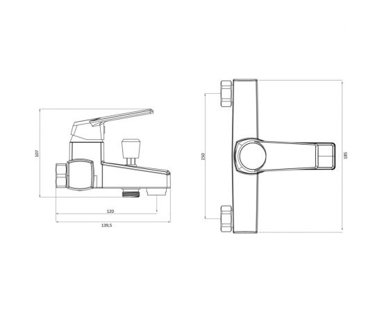 Полимерный смеситель для ванны и душа OneLife без душевого набора, цвет чёрный P02-100b – изображение 10
