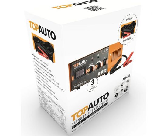 Автоматическое предпусковое зарядное устройство TopAuto АЗУ-315 15А, для 12/24В-АКБ до 190 А*ч 29359 – изображение 2