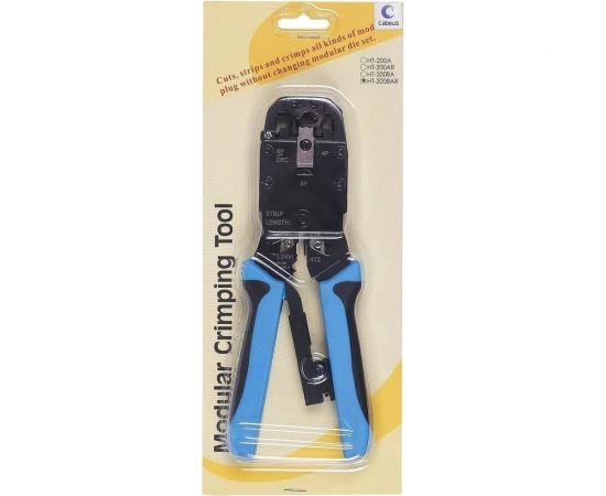 Обжимной инструмент Cabeus для RJ-45 (8р8с), RJ-11/12 (6р6с, 6р4с, 6р2с), 4р4с, 4р2с, профессиональный, с храповым механизмом HT-2008AR – изображение 2