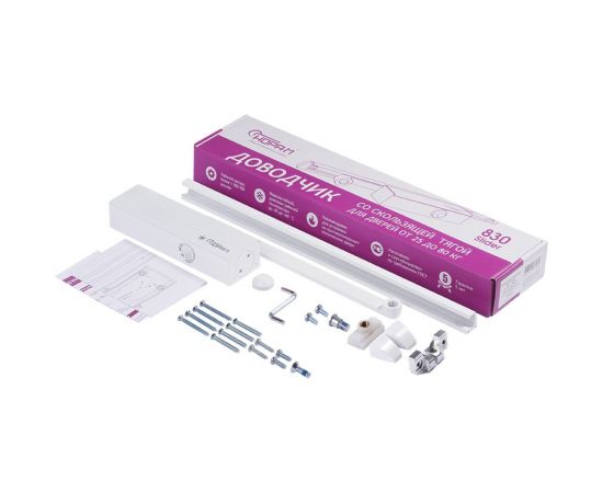 Дверной доводчик НОРА-М 830 Slider скользящая тяга, для дверей до 80 кг, белый 18837 – изображение 2