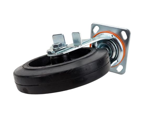 Колесо б/г обрезиненное поворотное с тормозом SCDB80 200 мм MFK-TORG 1084200 – изображение 3