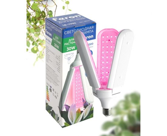 Светодиодная лампа FERON 3-х лепестковая LB-7000 E27 30W красно-синий спектр, 48444 – изображение 15