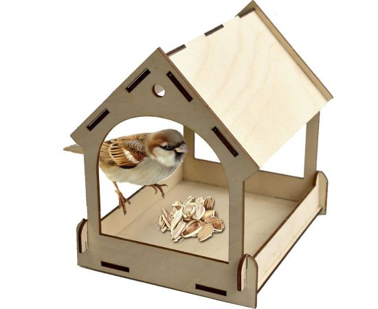 Деревянная модель для сборки PREZENT Кормушка садовая 2, 17x14.5x18 см КРМ-002 