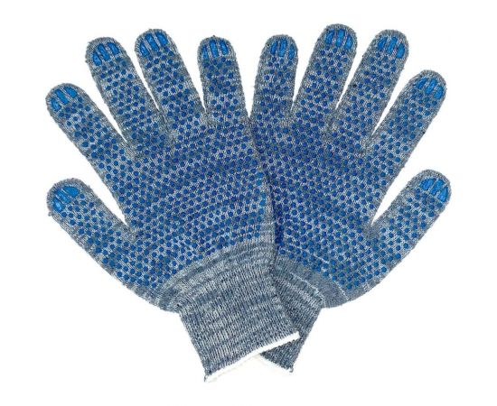 Трикотажные перчатки с ПВХ ПРОМПЕРЧАТКИ 6 нитей, 10 класс, серые, 5 пар ПП-27900/5 