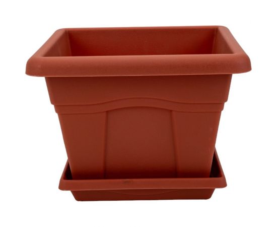 Горшок с поддоном Martika Квадро 2.9л, 20x20 см, терракотовый С162Т 