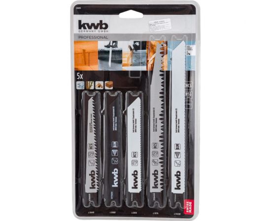 Набор пильных полотен 5 шт для сабельной пилы KWB 576005 
