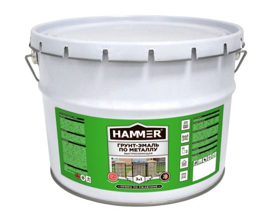 Грунт-эмаль по металлу HAMMER 3в1 б/с кр.-коричневая 10 кг ЭК000124256 