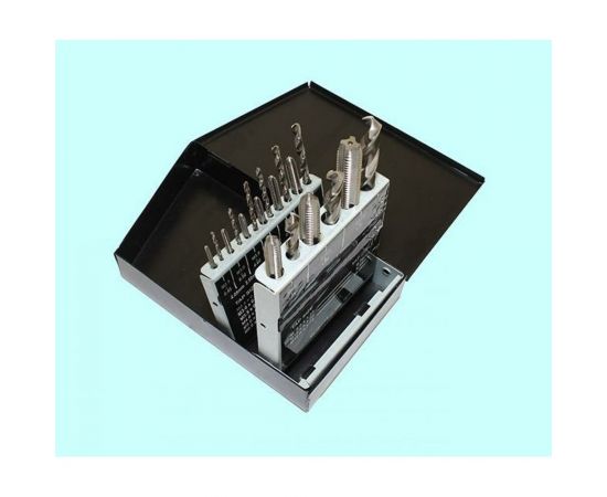 Резьбонарезной набор CNIC из 9 метчиков М3-М12 и 9 сверл d2.5-d10.3 Р6М5 в мет. кор.18 поз 66907 