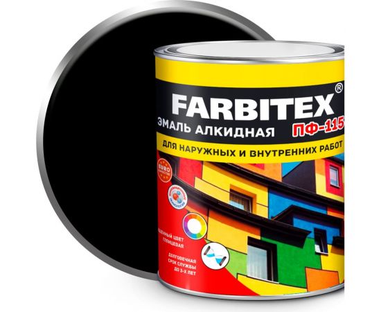 Алкидная эмаль FARBITEX ПФ-115 (черный; 2.7 кг) 4300001611 