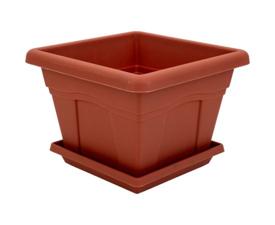 Горшок с поддоном Martika Квадро 2.9л, 20x20 см, терракотовый С162Т – изображение 3