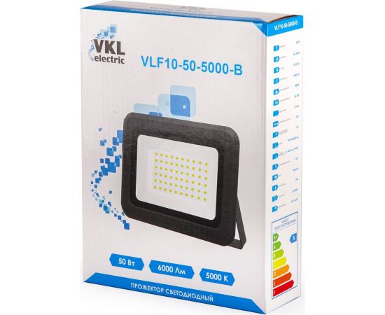 Прожектор VKL electric LED 50W VLF10-50-5000-B 5000К 6000Лм 220V IP65 черный 1199081 – изображение 2