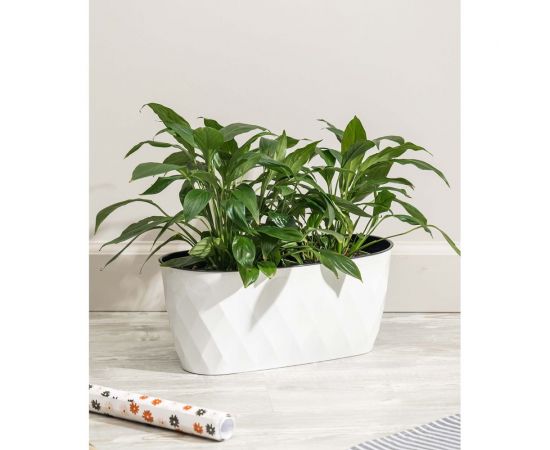 Горшок для цветов Idiland Laurel 354x152x150 мм, 5 л, с дренажной вставкой, белый 221611129/01 – изображение 2