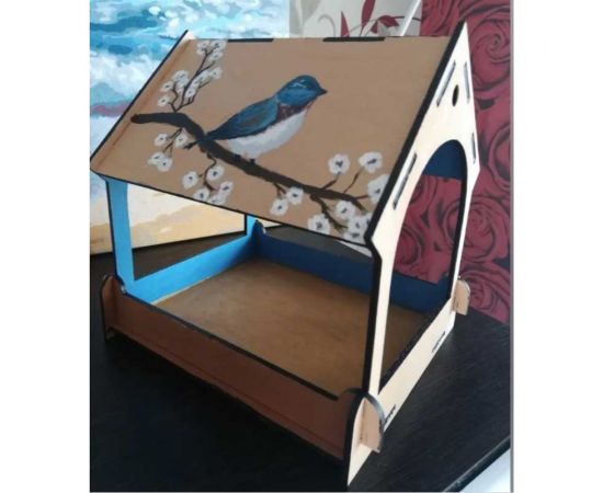 Деревянная модель для сборки PREZENT Кормушка садовая 2, 17x14.5x18 см КРМ-002 – изображение 7