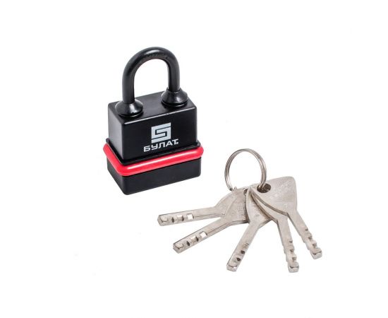 Навесной замок БУЛАТ ВС 3-Н45 ПЛ (всепогодный; 5 ключей; 6 мм) 13981 